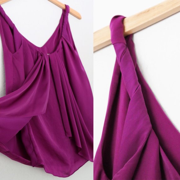 Diane Von Furstenberg DVF Pepe Twist Shoulder Pleated Layered Tank Top Violet 2 - Picture 9 of 12